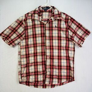 Vintage Polo Ralph Lauren Pearl Snap‎ Shirt Mens XL Red Plaid Short Sleeve